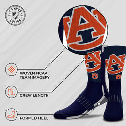 Auburn Tigers NCAA Adult State and University Crew Socks - Indigo/Navy