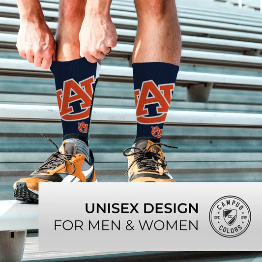 Auburn Tigers NCAA Adult State and University Crew Socks - Indigo/Navy