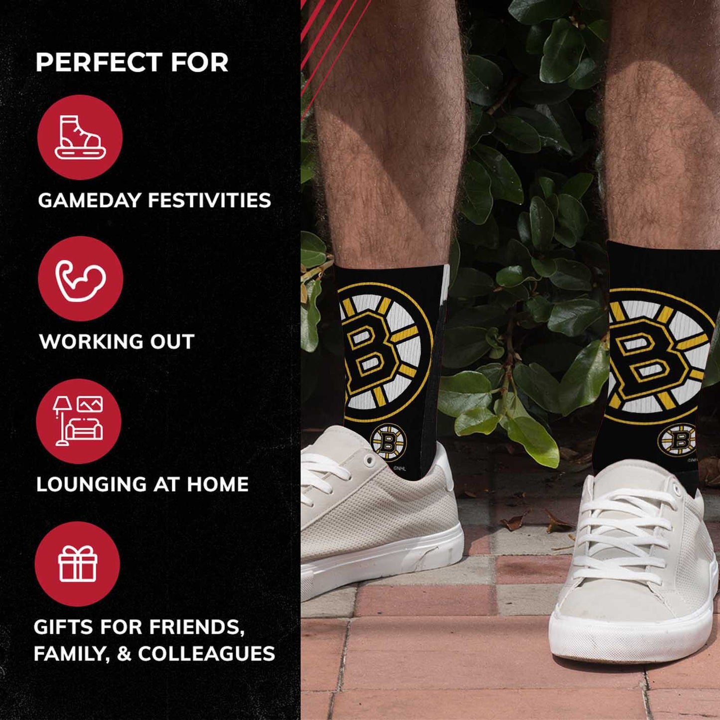 Boston  Bruins Youth NHL Zoom Curve Team Crew Socks - Black