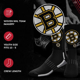 Boston  Bruins Youth NHL Zoom Curve Team Crew Socks - Black
