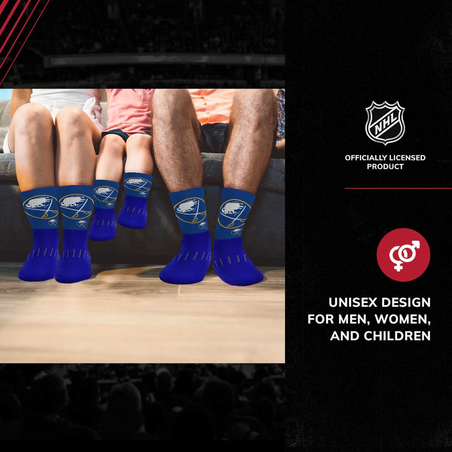 Buffalo Sabres Adult NHL Zoom Curve Team Crew Socks - Royal