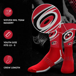 Carolina Hurricanes Youth NHL Zoom Curve Team Crew Socks - Red