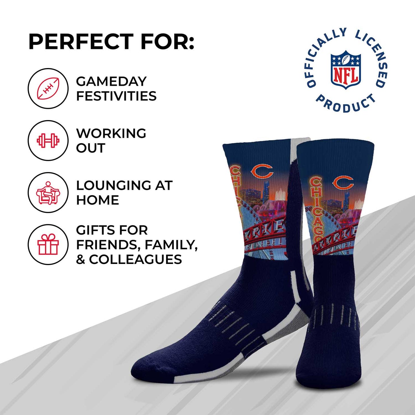 Chicago Bears NFL Youth Zoom Location Crew Socks - Navy