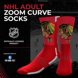 Chicago Blackhawks Adult NHL Zoom Curve Team Crew Socks - Red