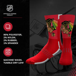 Chicago Blackhawks Adult NHL Zoom Curve Team Crew Socks - Red