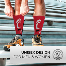 Cincinnati  Bearcats NCAA Adult State and University Crew Socks - Cardinal