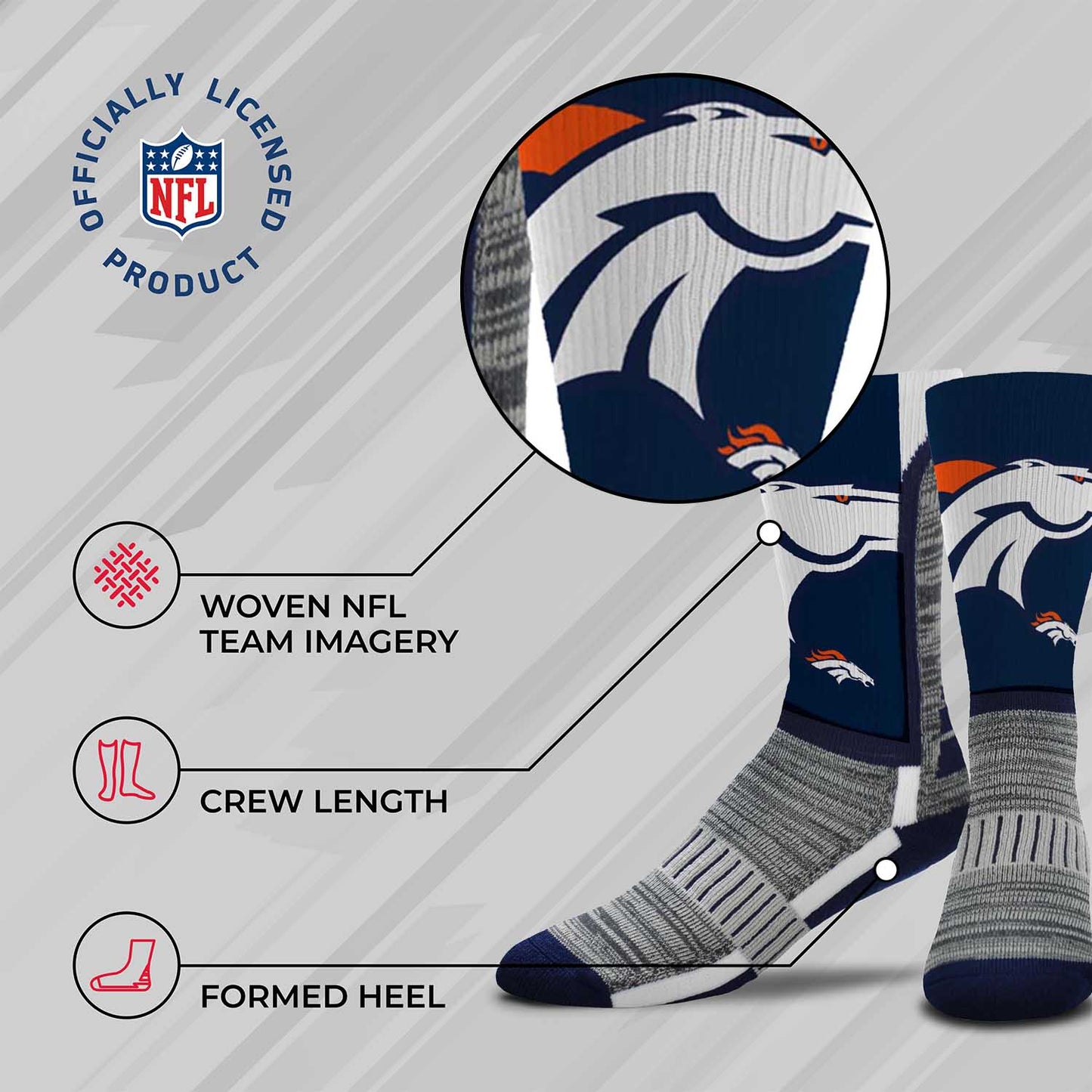 Denver Broncos NFL V Curve  Socks - Navy