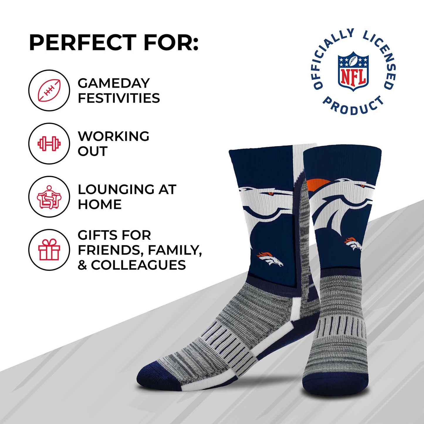 Denver Broncos NFL V Curve  Socks - Navy