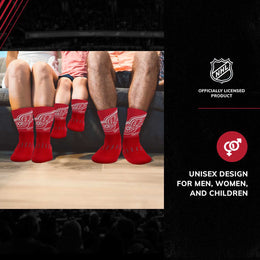 Detroit Red Wings Adult NHL Zoom Curve Team Crew Socks - Red