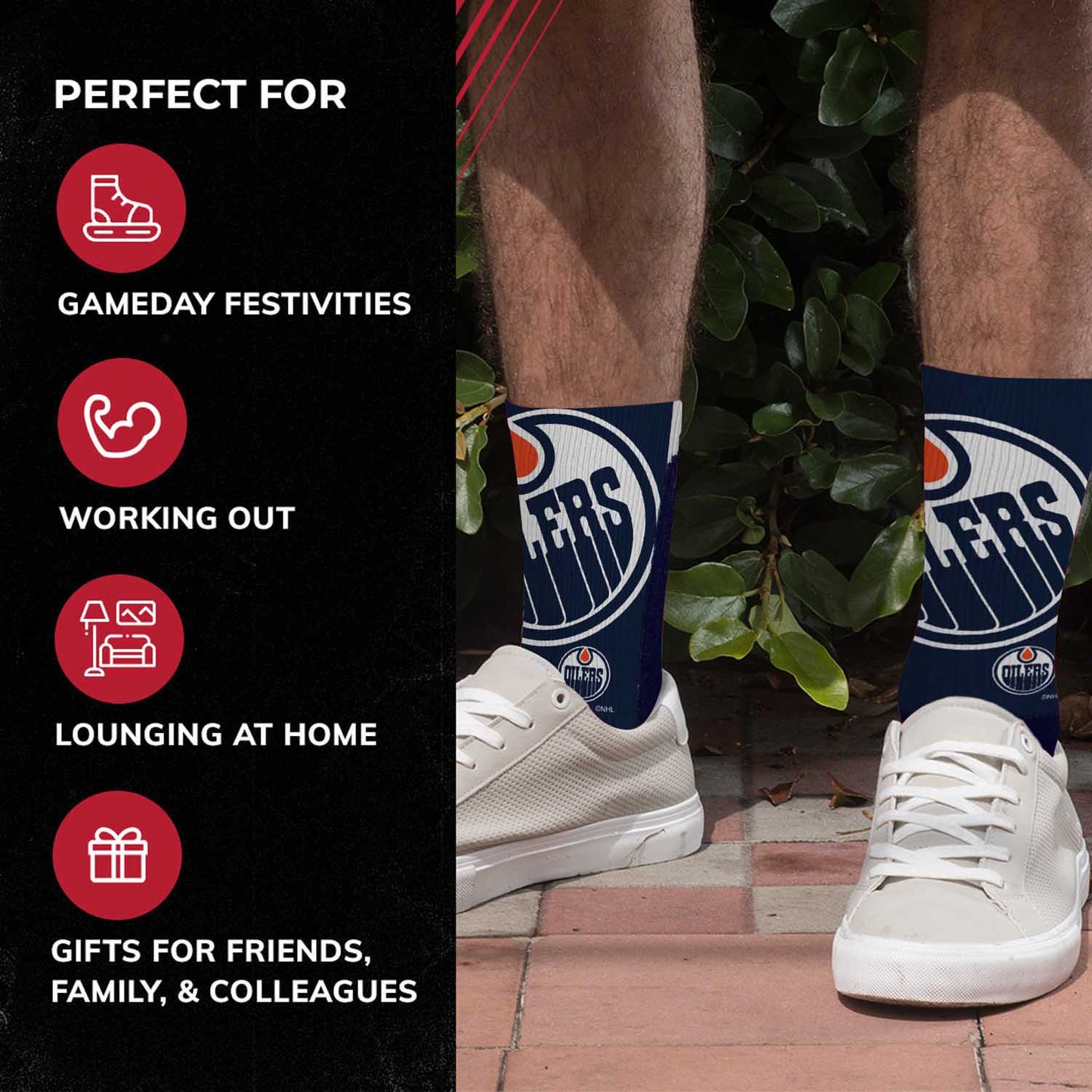 Edmonton Oilers Adult NHL Zoom Curve Team Crew Socks - Navy