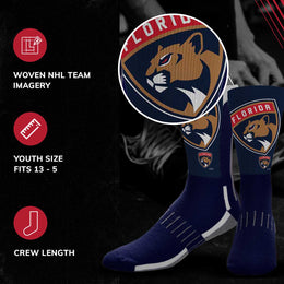 Florida Panthers Adult NHL Zoom Curve Team Crew Socks - Navy