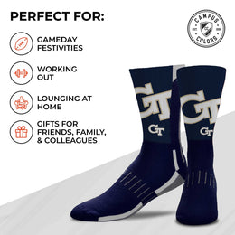 Georgia Tech Yellowjackets NCAA Adult State and University Crew Socks - Indigo/Navy