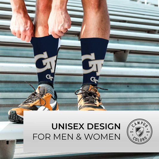 Georgia Tech Yellowjackets NCAA Adult State and University Crew Socks - Indigo/Navy