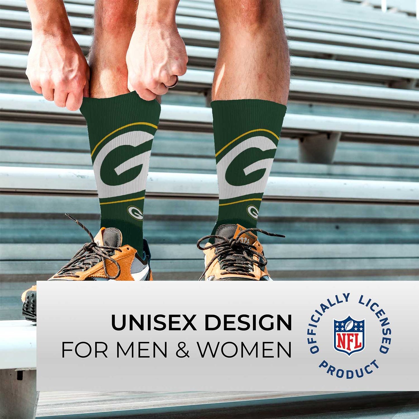 Green Bay Packers NFL V Curve  Socks - Forest Green