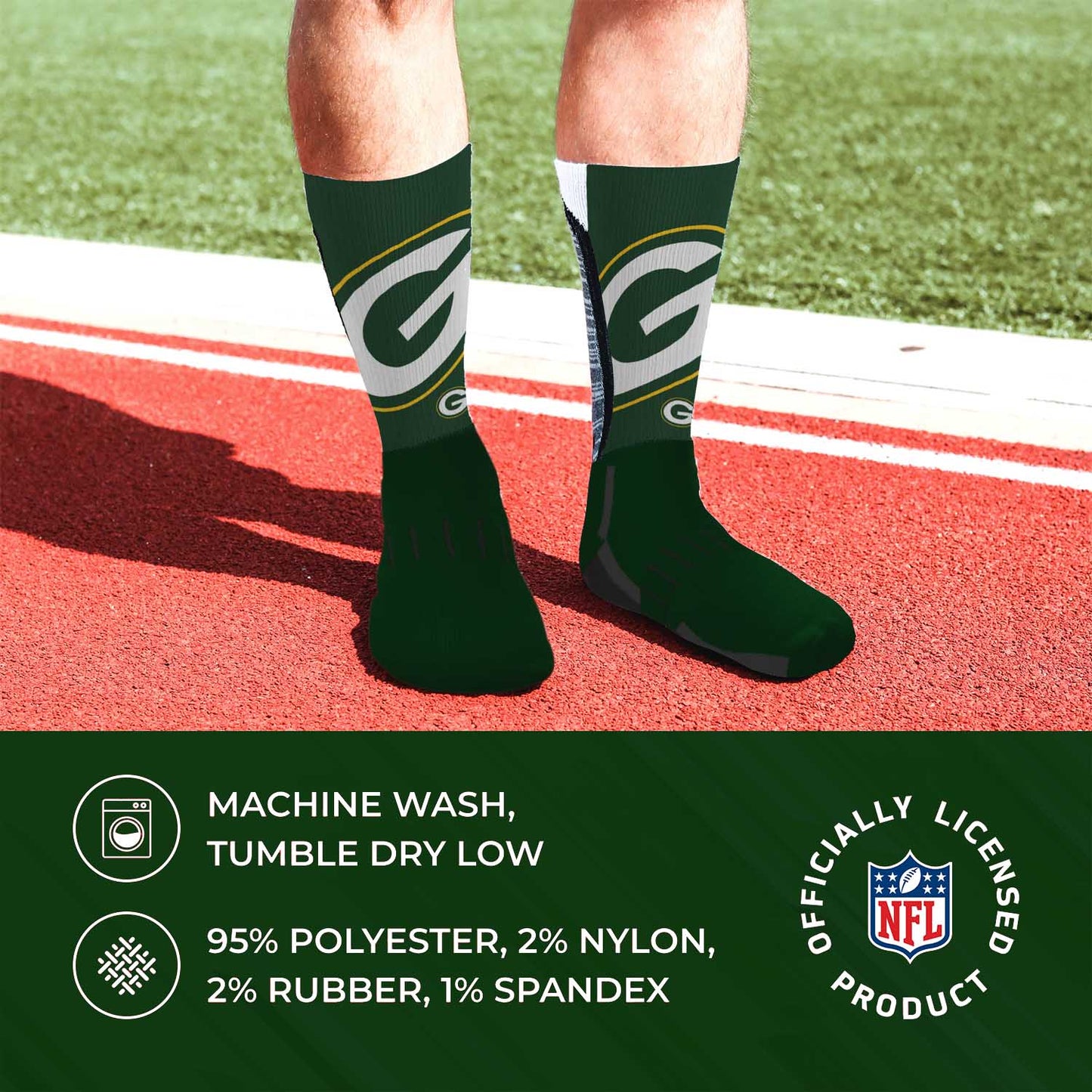 Green Bay Packers NFL Youth V Curve Socks - Team Color