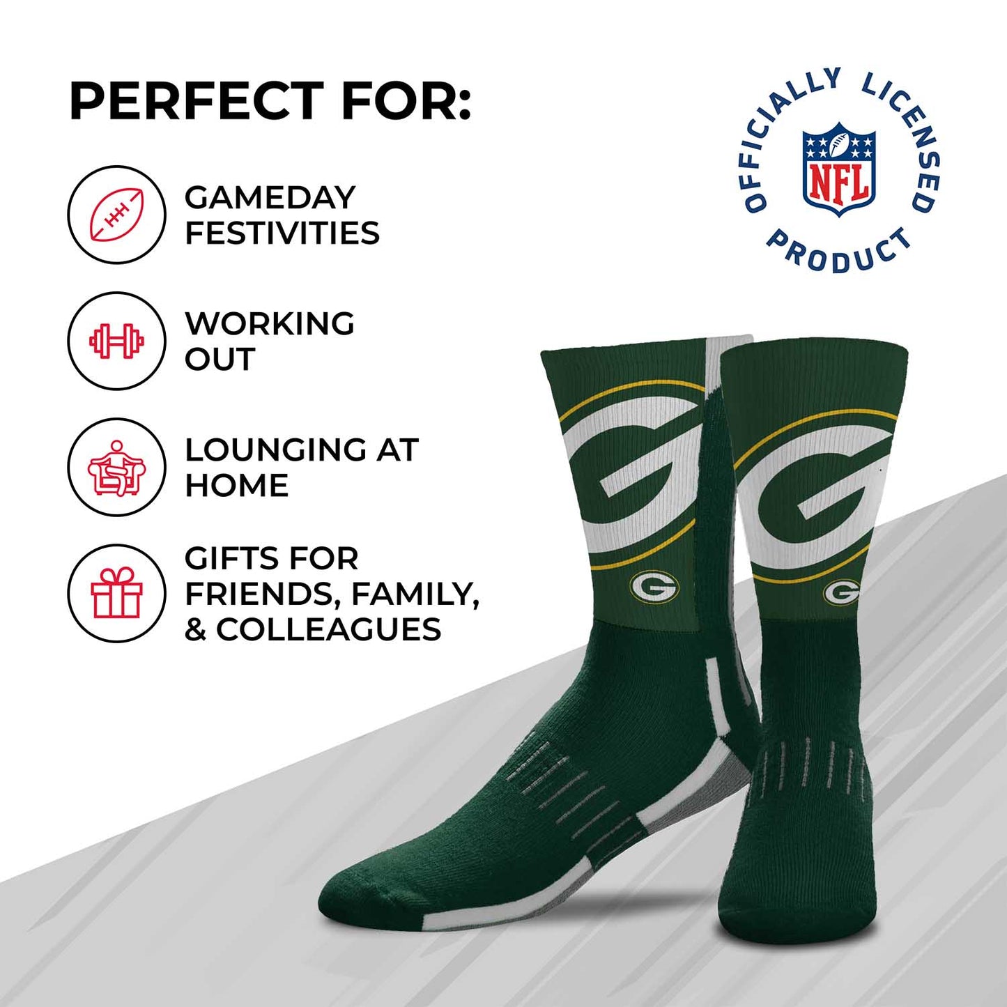 Green Bay Packers NFL Youth V Curve Socks - Team Color
