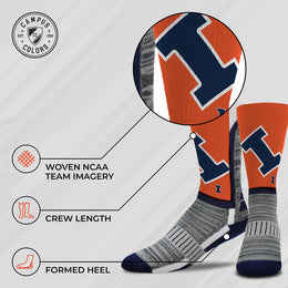 Illinois Fighting Illini NCAA Adult State and University Crew Socks - Orange