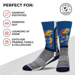 Kansas Jayhawks NCAA Adult State and University Crew Socks - Royal