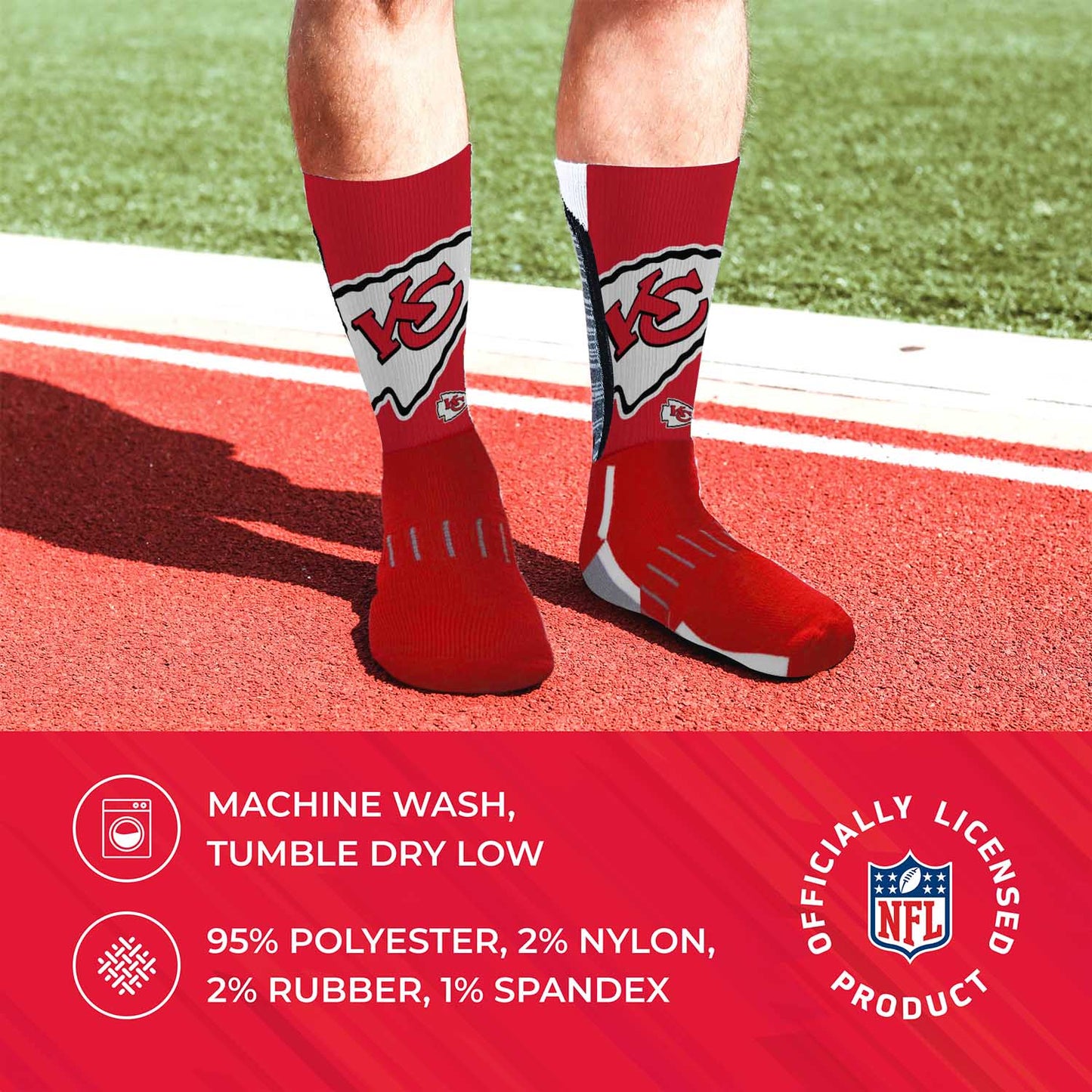 Kansas City Chiefs NFL Adult Curve Socks - Cardinal