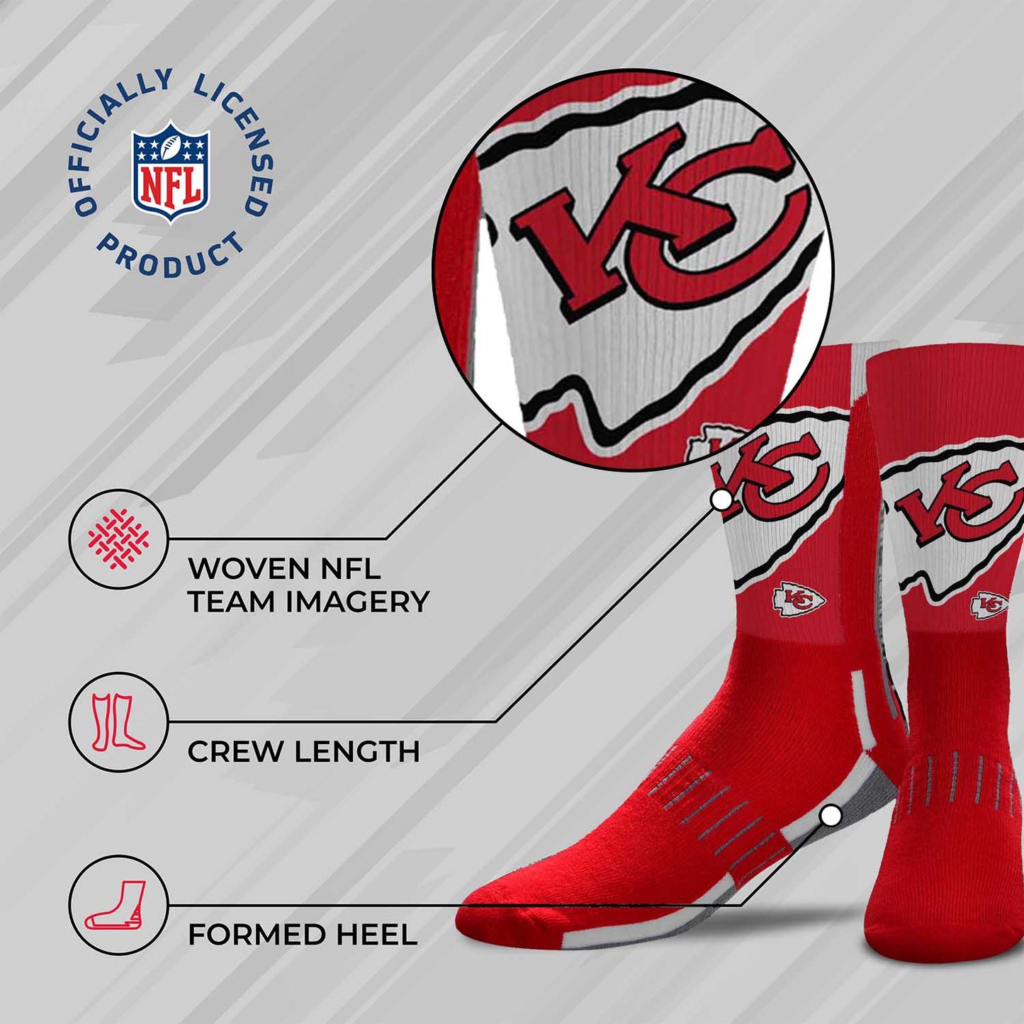 Kansas City Chiefs NFL Adult Curve Socks - Cardinal