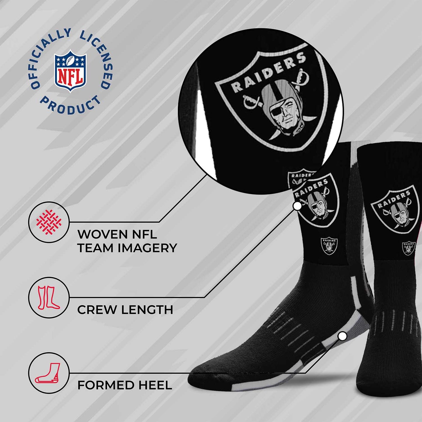 Las Vegas Raiders NFL Adult Curve Socks - Team Color