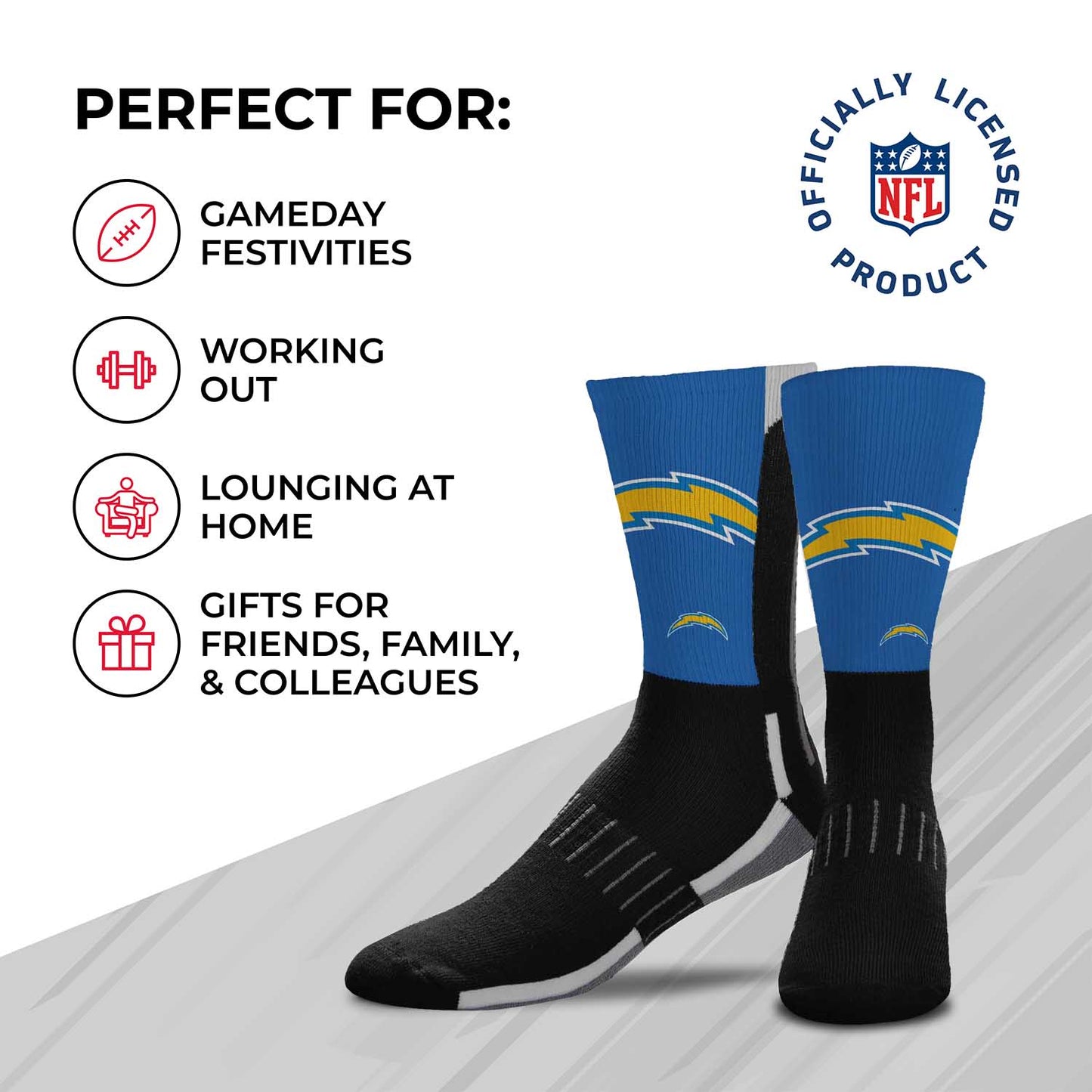 Los Angeles Chargers NFL Youth V Curve Socks - Black