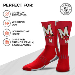 Maryland Terrapins NCAA Adult State and University Crew Socks - Cardinal