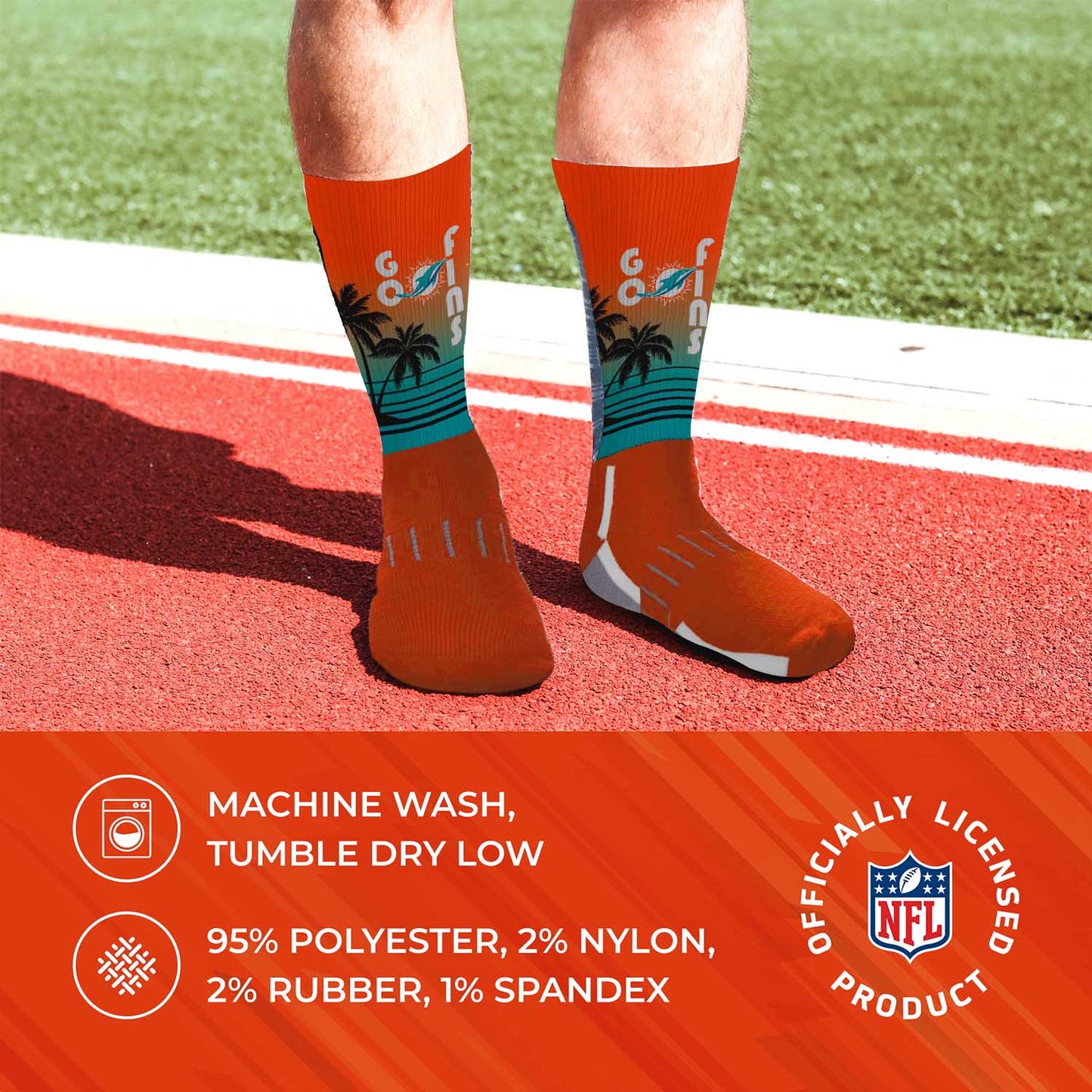 Miami Dolphins NFL Youth Zoom Location Crew Socks - Orange