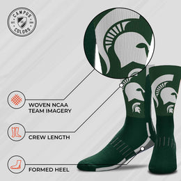 Michigan State Spartans NCAA Adult State and University Crew Socks - Forest Green