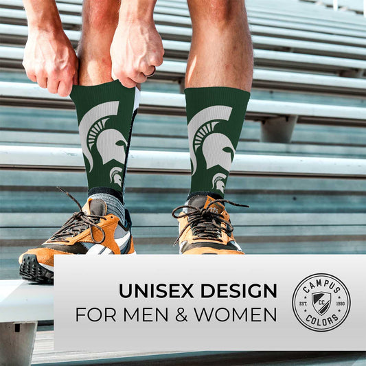 Michigan State Spartans NCAA Adult State and University Crew Socks - Forest Green