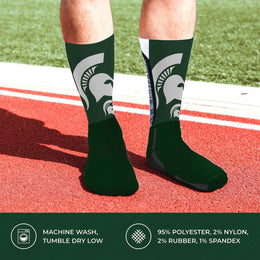 Michigan State Spartans NCAA Adult State and University Crew Socks - Forest Green