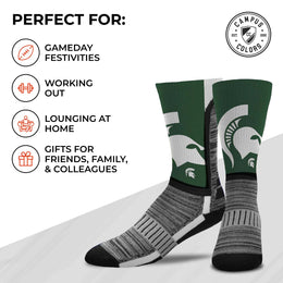 Michigan State Spartans NCAA Adult State and University Crew Socks - Green