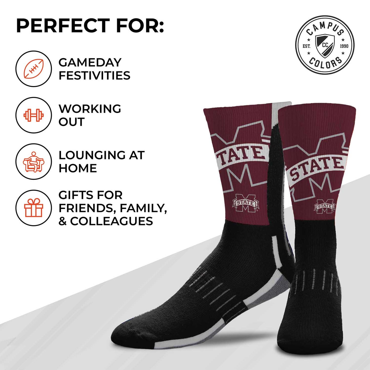 Mississippi State Bulldogs NCAA Youth University Socks - Black