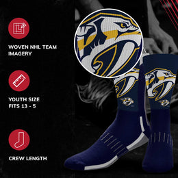 Nashville Predators Adult NHL Zoom Curve Team Crew Socks - Navy