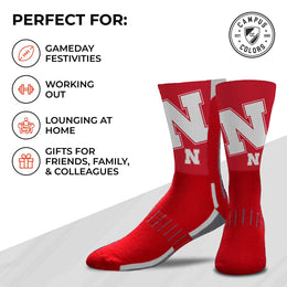 Nebraska Cornhuskers NCAA Adult State and University Crew Socks - Cardinal