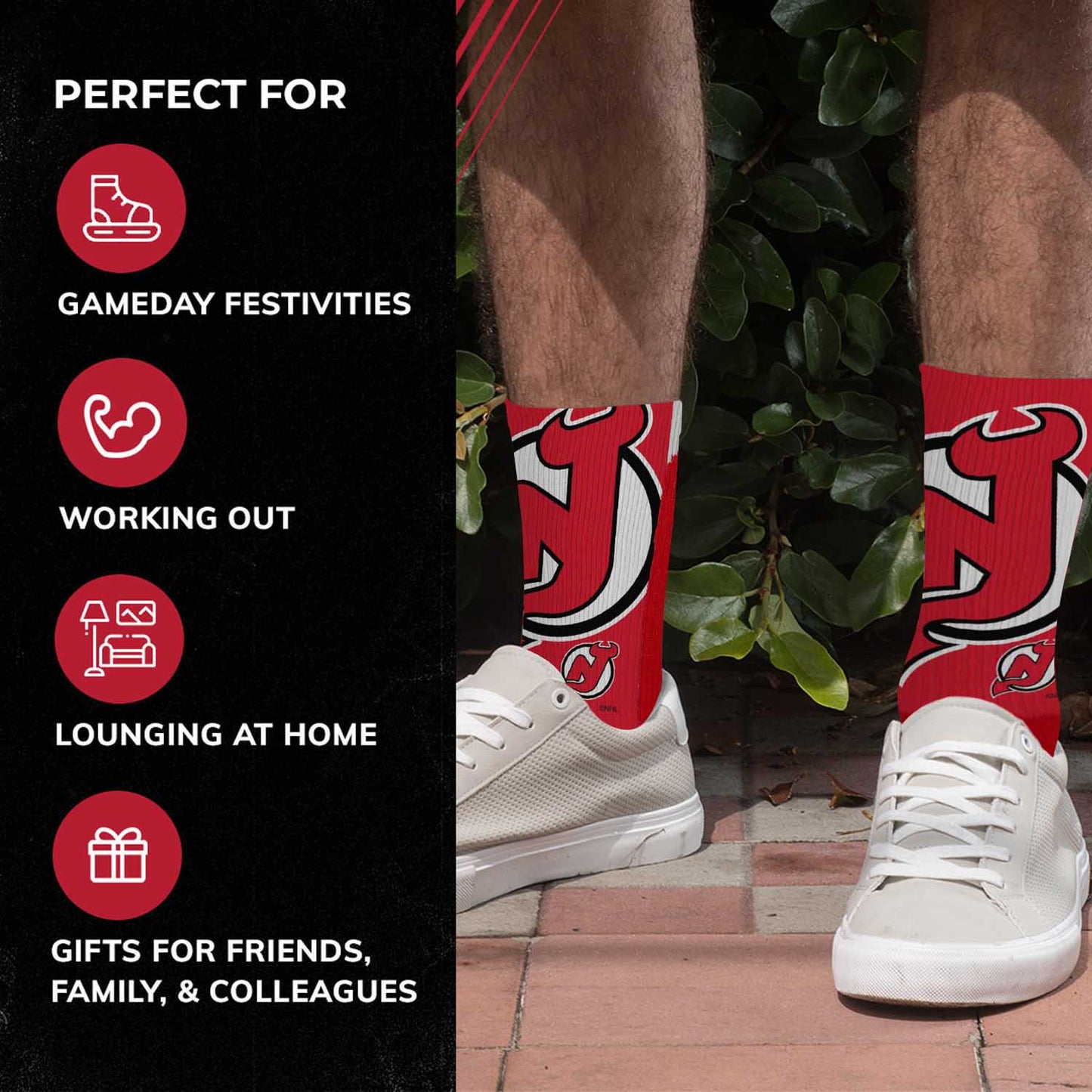 New Jersey Devils Adult NHL Zoom Curve Team Crew Socks - Red