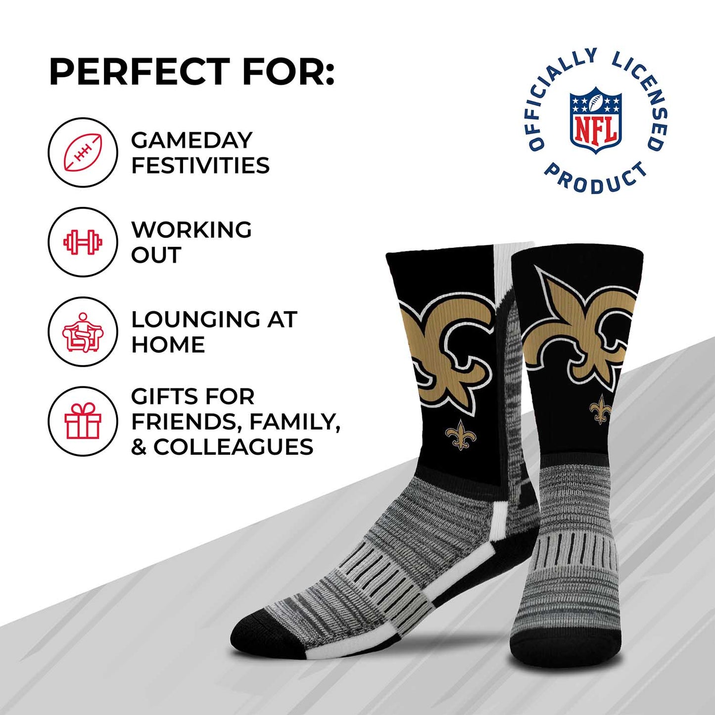 New Orleans Saints NFL Youth V Curve Socks - Black