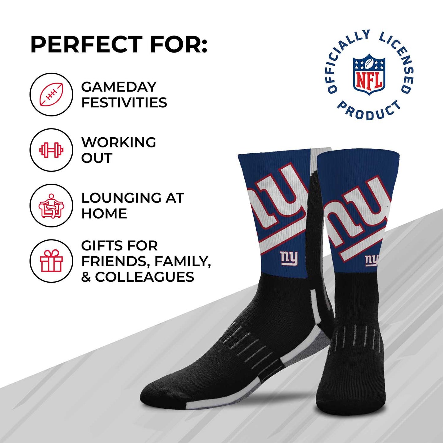 New York Giants NFL Youth V Curve Socks - Black