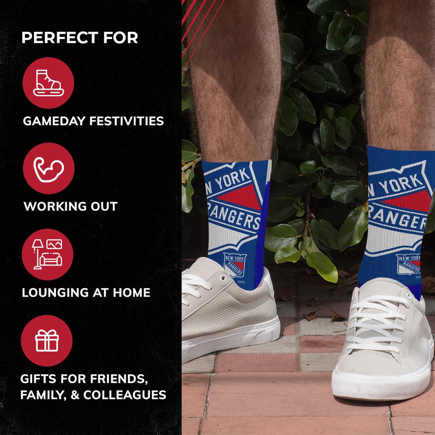 New York Rangers Adult NHL Zoom Curve Team Crew Socks - Royal