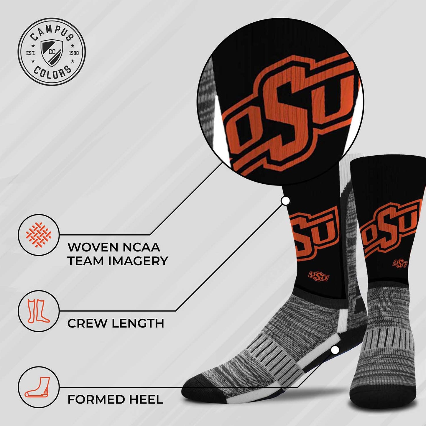 Oklahoma State Cowboys NCAA Youth University Socks - Black