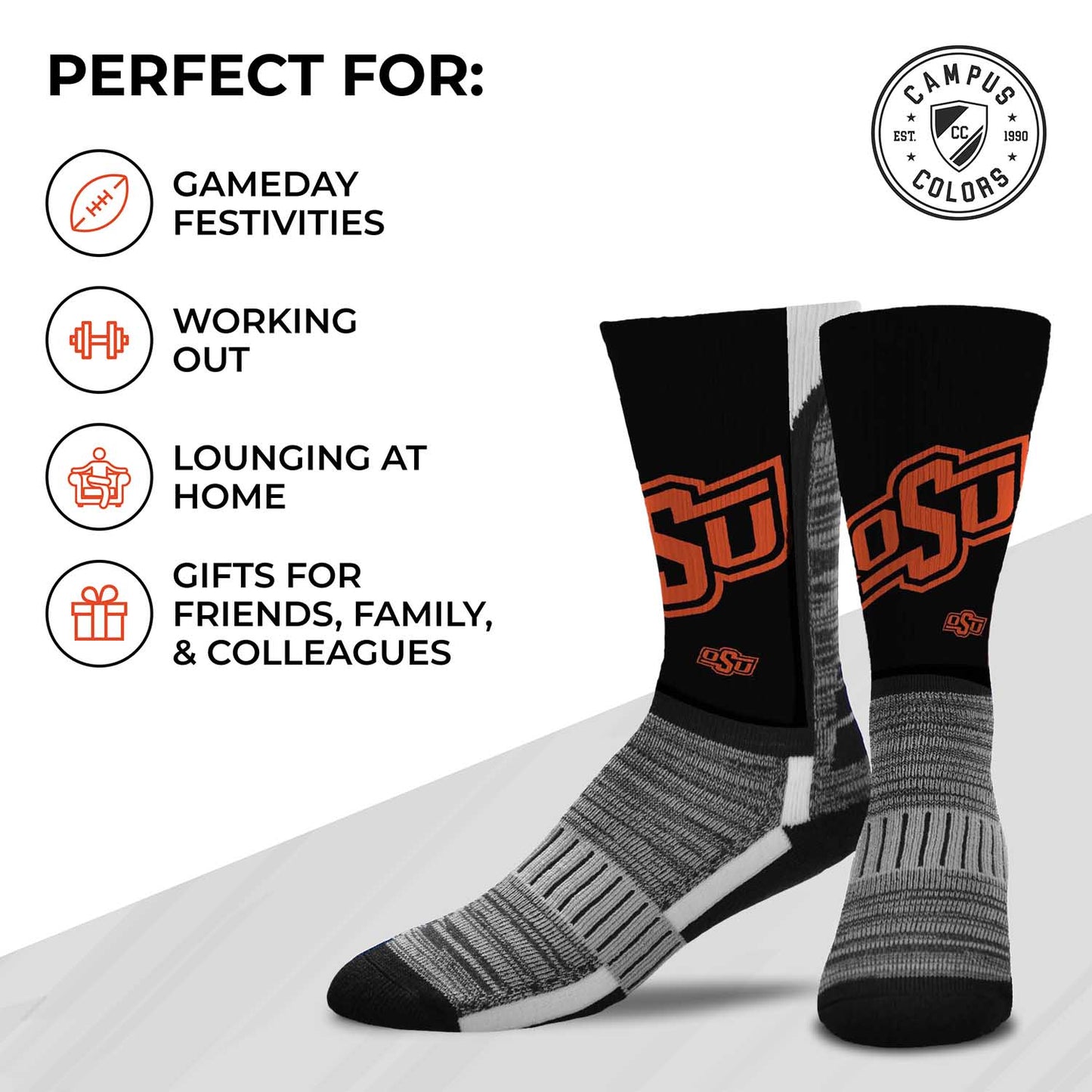 Oklahoma State Cowboys NCAA Youth University Socks - Black
