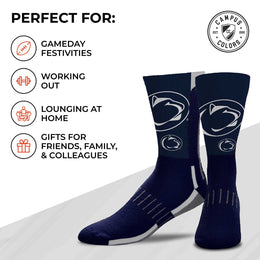 Penn State Nittany Lions NCAA Adult State and University Crew Socks - Indigo/Navy