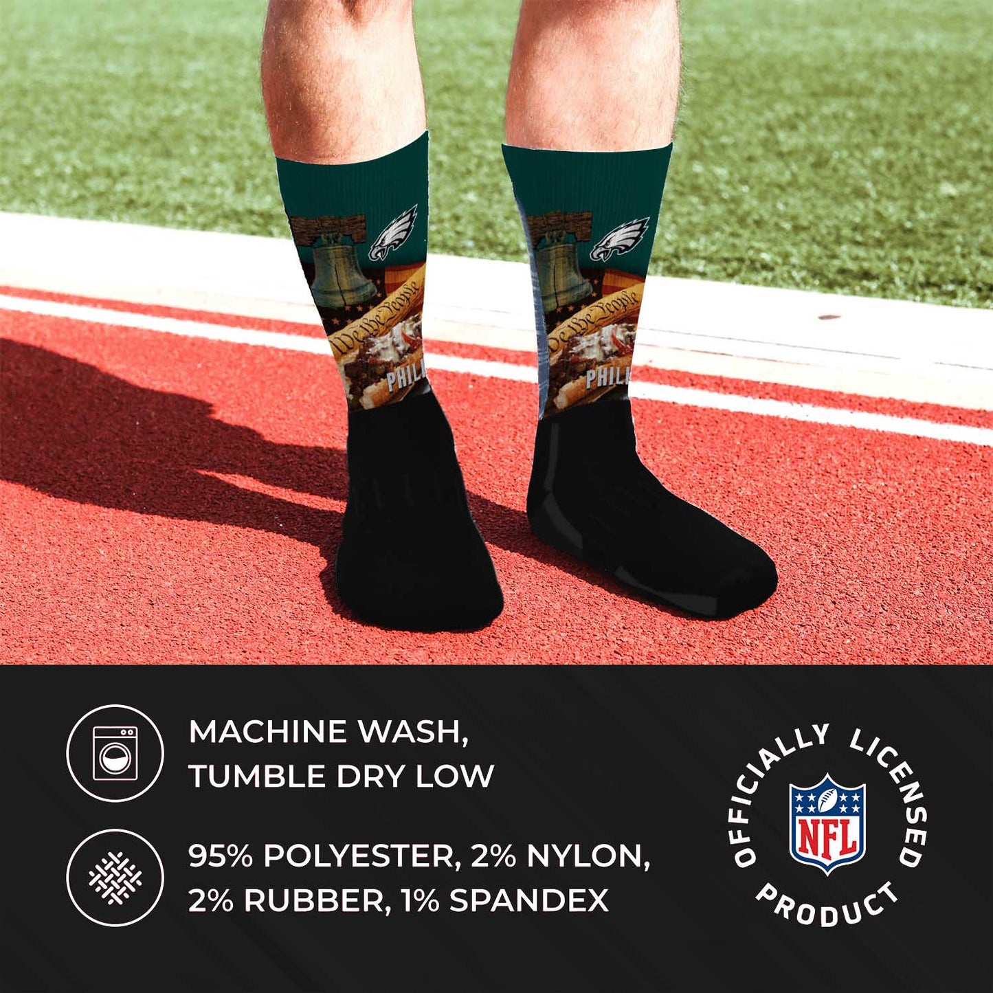 Philadelphia Eagles NFL Adult Zoom Location Crew Socks - Black