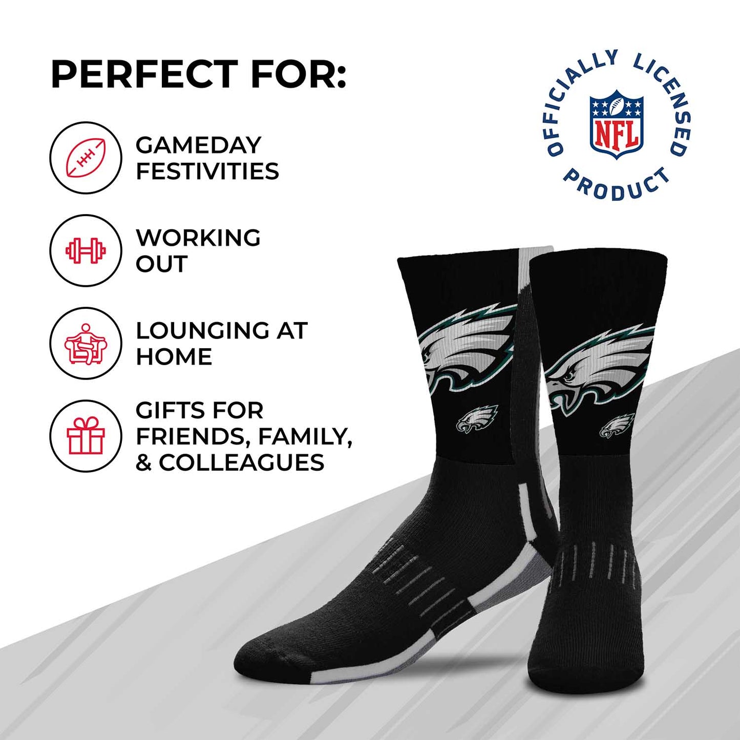 Philadelphia Eagles NFL V Curve  Socks - Charcoal