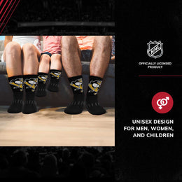 Pittsburgh Penguins Youth NHL Zoom Curve Team Crew Socks - Black