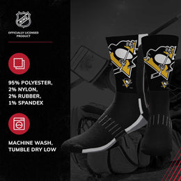 Pittsburgh Penguins Youth NHL Zoom Curve Team Crew Socks - Black