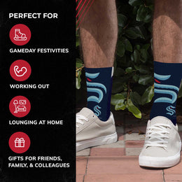 Seattle Kraken Adult NHL Zoom Curve Team Crew Socks - Navy