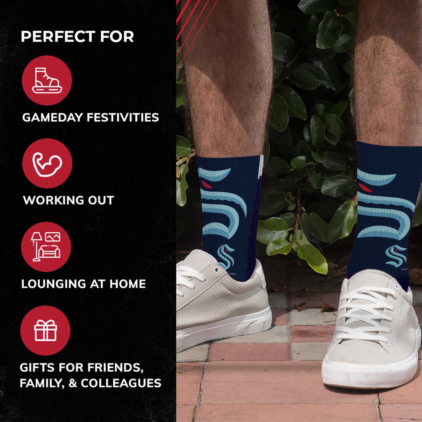 Seattle Kraken Adult NHL Zoom Curve Team Crew Socks - Navy