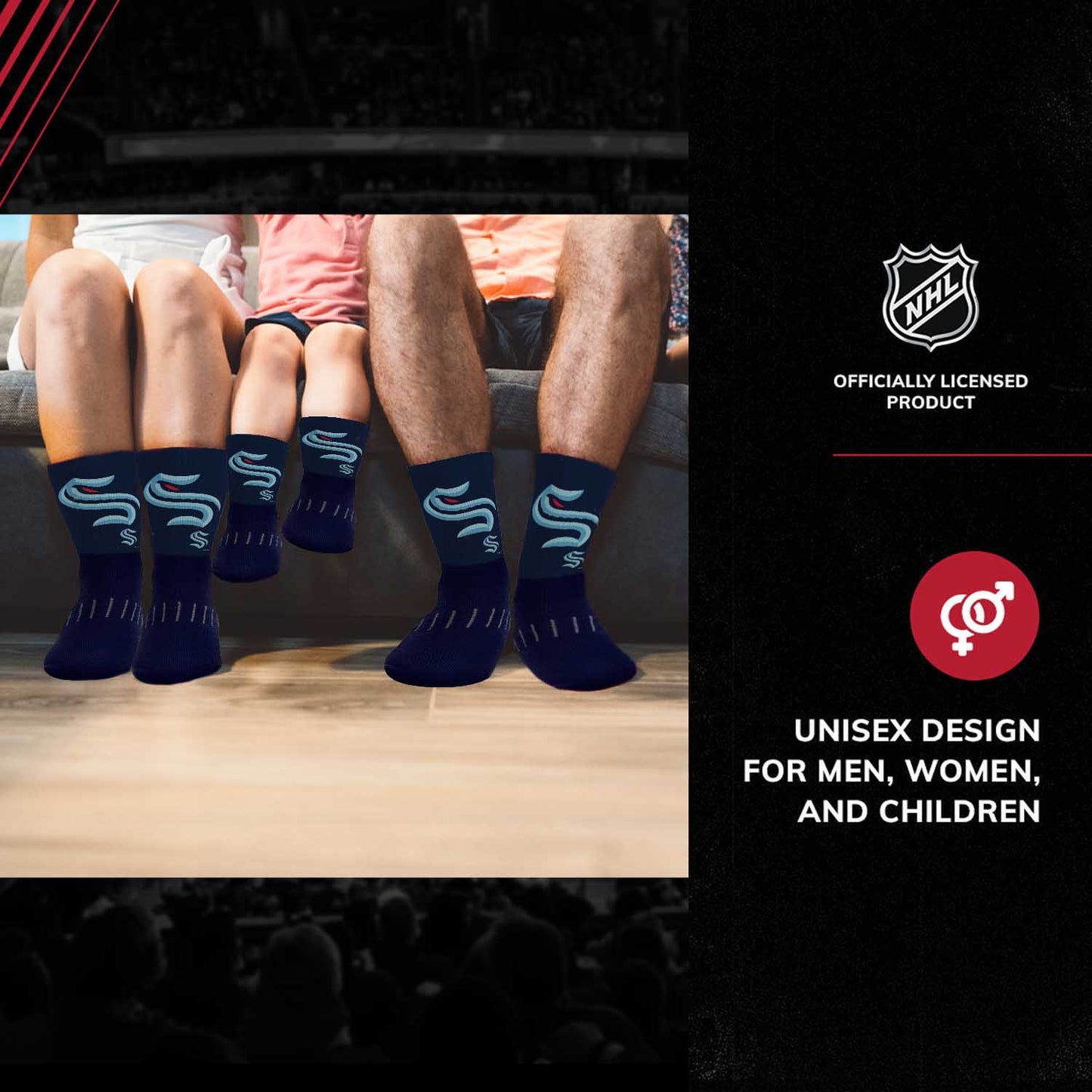 Seattle Kraken Adult NHL Zoom Curve Team Crew Socks - Navy