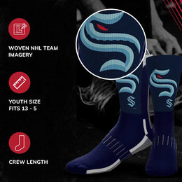 Seattle Kraken Adult NHL Zoom Curve Team Crew Socks - Navy